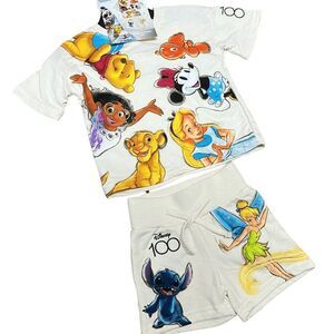 Disney Set Shorts Kids 2T 100th Anniversary TShirt Stitch Tinkerbell Nemo Winnie